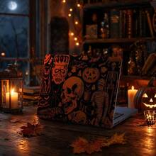 1pc Retro Scary Halloween For MacBook Air 15 13 Inch Case M5 M4 M3 M2 2026 2025 2024 2023,For MacBook Pro 14 16 M5 Hard PC Matte Split Type For MacBook Neo Case, Stylish Digital Accessory For Novelty Premium Pattern Hard Shell Laptop Case - View 2