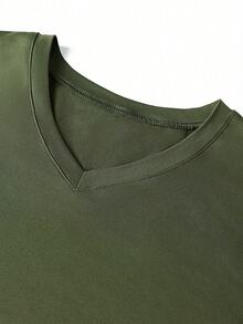 GRDR Men's Fashionable V-Neck Short Sleeve T-Shirt | Exquisite Design | Summer Essential | Easy To Match | Showcase Your Style - Army Green - View 6