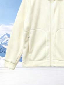 Autumn/Winter Thick Warm Coral Fleece Jacket Outdoor Sports Running Workout Fleece Stand Collar Fleece Jacket - White - View 7