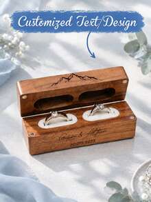 Personalized Wedding Ring Box, Ring Holder, Slim Unique Ring Stand, Ring Box, Proposal, Modern Country Style Wedding, Wide Wooden Double Ring Box, Wedding Ring Box, Wooden Ring Box, Double Ring Box, Engagement Ring Box, Ring Box Stand, Country Wedding, Engraved - Multi-color - Horizontal Wooden Ring Box - View 1
