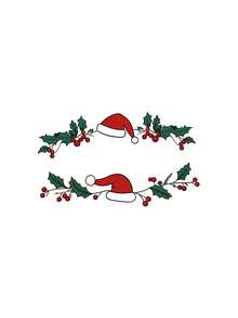 1 Sheet Temporary Tattoo Sticker Santa Hat Holly Red Berry Pattern Waterproof Long Lasting Face Body Art Decal Easy To Apply For Women Christmas Party Makeup Accessory - Multicolor - View 4