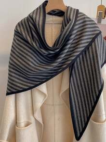 1PC Striped Print Women Triangle Scarf Fall Winter Hijab Shawl Cover Up For Dress Bandana Head Scarf - Multicolor - View 13