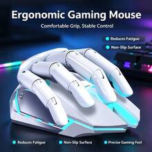 EWEADN Silent Mouse, Ergonomic Design, Multi-Color Breathing LED Lights, Blue, Black, Pink And White Options, Wired USB Connection, Silent Click Buttons, Comfortable Grip, Suitable For PC, Laptop, Desktop, Office And Gaming Smooth Control - View 5