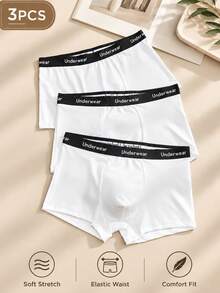 3-Pack Men's Fashion Drawstring Boxer Briefs - White Series, Elastic, Soft And Comfortable Boxer Briefs - White - View 1