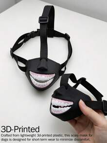 1pc Funny Dog Muzzle With Teeth Design,Black-M | Adjustable Scary Mask For Dogs, Lightweight 3D Printed Pet Muzzle Costume For Parties, Holiday Events, Pet Photos - Multicolor - View 4