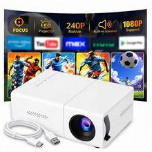 2026 Upgraded Mini Portable Projector, LCD Home Theater Projector With Built-In Speaker & Fast Focus, USB Powered, Compatible With Smartphone, Tablet, Laptop, TV Stick, For Movies, Gaming, Presentations & Home Entertainment - White - View 1