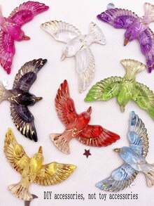 10pcs Mixed Resin Shiny Colorful Bird Flat Back Rhinestone Scrapbook 1 Hole Decor Wedding Applique DIY Clothing Crafts Accessories - Random Mix 1 - View 7