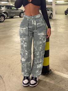 American Vintage High Street Style Distressed Workwear Casual Denim Jeans - Multicolor - View 6