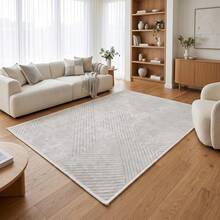 Washable Modern Minimalist Patterned Area Rug – Scandinavian Geometric Design, Contemporary Washable Carpet For Living Room, Bedroom & Home Decor - Black and White - View 2