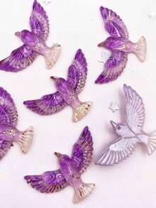 10pcs Mixed Resin Shiny Colorful Bird Flat Back Rhinestone Scrapbook 1 Hole Decor Wedding Applique DIY Clothing Crafts Accessories - Random Mix 1 - View 4