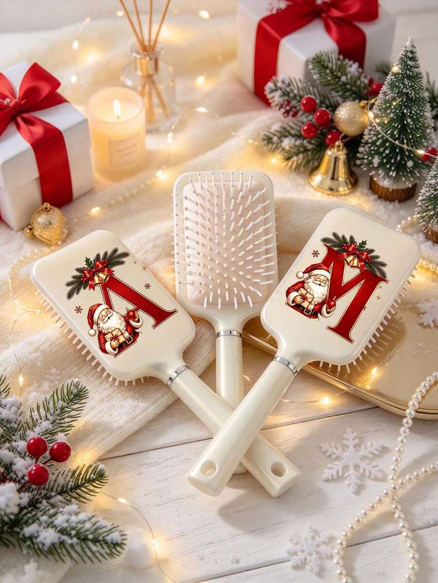 2pcs Christmas Element Letter Combs, Pink, Minimalist - Multicolor - View 1