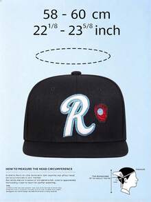 1PC Unisex Flat Brim Baseball Cap, Letter R Embroidery, Side Letter Graphic Print, Adjustable Fashion Hat, For Hiking, Casual, Street, Party & Travel - Multicolor - View 9