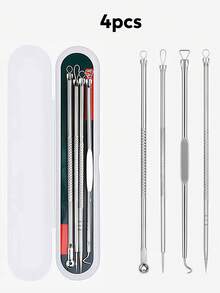4pcs Acne Removal Needle Blackhead Extractor Pimple Cleaning Tool Acne Squeezer Pore Cleaning Needle Hook Set - Multicolor - View 8
