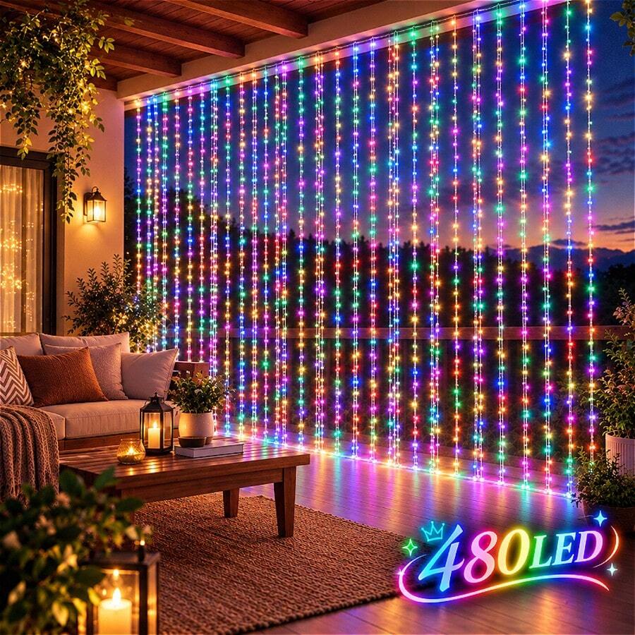 480 LED Fairy String Lights, 157.5x118.11 Inch Hanging Curtain Lights ...