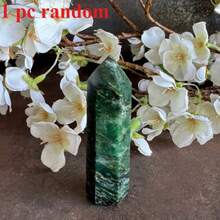 Natural Green Emerald Stone Crystal Tower Wand, Hand Polished Point, Home Decor, Holiday Gift - Green - View 11