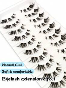10 Pairs Super Soft Cartoon Transparent Band Eyelashes Faux Mink Cat Eye False Eyelashes Natural Fluffy Curly Full Lash Travel Makeup Essential - View 3