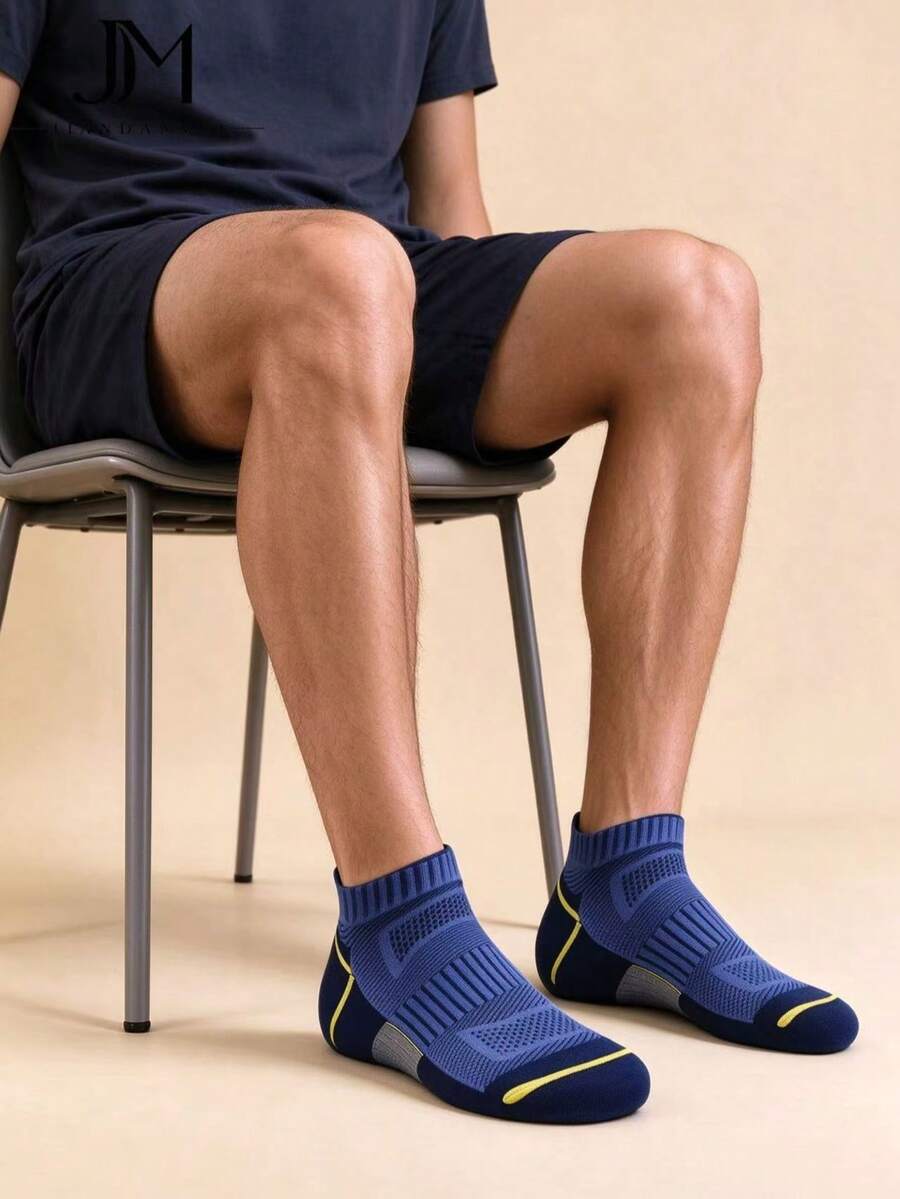 Men's Mesh Sports Short Socks With Arch Support, Moisture-Wicking, Breathable, Durable, For Fitness, Running, Casual Wear, Multi-Color - Multicolor - View 1