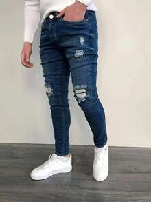 Men's American Brand Slim Fit Casual Home Comfortable Popular Figure-Flattering Denim Jeans - Dark Wash - View 3