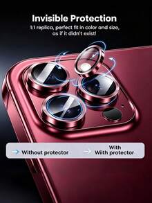 6-Pack [2026 New] Deep Cherry Metal-Ring Camera Lens Protector With CD-Pattern Finish Compatible With Iphone 18 Pro Max/18 Pro – Ultra-Durable, HD Transparent, Scratch-Resistant, Precise Fit For Daily & Photography - Burgundy - View 2