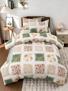 3pcs Down Comforter Cover Set, Pastoral Fresh Floral Pattern, Set Includes 1 Duvet Cover With 4 Corner Ties And Zipper + 2 Matching Floral Pocket Pillowcases, No Inserts Included, Skin-Friendly Soft Comfortable, Machine Washable Dry Cleanable, Detachable, Suitable For Bedroom, Dorm And Travel - Multicolor - View 22