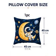 1pc/4pcs Astronaut Print Pillow Case, Suitable For Living Room Sofa Bedroom Daily Home Decor, Applicable For Daily Home Decor Throw Pillows, Pillow Insert Not Included - Multi-color a - View 9