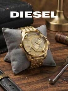 DIESEL DZ7287 Men's All-Gold Tone Watch, Large Dial Chronograph, Textured Dial, Solid Metal Chain Bracelet, Men's Accessory Gift - Gold - View 2