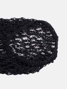 1pc Women's Handmade Crochet Hair Net Wig Cap, Faux Silk Hair Cover, Suitable For Daily Use - Black - View 5