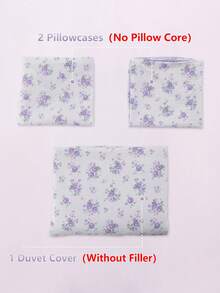3pcs Down Comforter Cover Set, Pastoral Fresh Floral Pattern, Set Includes 1 Duvet Cover With Four Corner Ties And Zipper + 2 Matching Pocket Pillowcases, No Inserts Included, Skin-Friendly Soft Comfortable, Machine Washable Dry Cleanable, Detachable, Suitable For Bedroom, Dorm And Travel - Mauve Purple - View 11