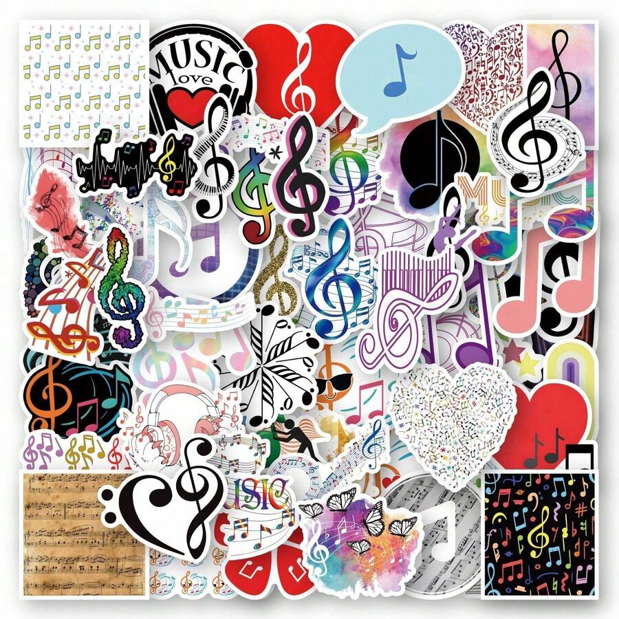 50 Peças Adesivos de Notas Musicais Vinil Estéticos para Scrapbooking ...