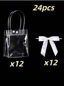 Túi quà trong suốt 24/12/6/1 cái, túi tote quà tặng PVC trong suốt có nơ, phù hợp trang trí tiệc mừng đầy tháng, sinh nhật, đám cưới, tiệc cô dâu và Halloween - Nhiều màu - Xem 11