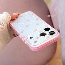Kavenford Series, Pink, Orange And White Bow Design, Suitable Compatible With Iphone 18 Pro Max Phone Case, Cute Cat And Bow Pattern, Apple 17, Large Window, 15, Pink Frame, 16, Matte Texture, Cute, Girly Style, Creative, Geometric Pattern, Cartoon Style, Adorable, Niche, Style. - Rose Pink - View 1