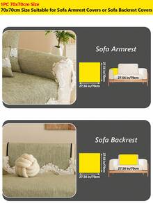 1PC Chenille Irregular Scalloped Edge Sofa Cushion, French Style Seat Pad, All-Season Universal Non-Slip Sofa Protective Cover, Machine Washable - Green - View 17