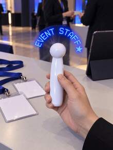 1PC Custom LED Message Handheld Fan, Personalized Text, Blue Light Up Mini Fan With Star, Event Staff & Crew Gift, Team Accessory For Music Festivals, Concerts, Outdoor Events & Summer Parties - Multicolor - View 5