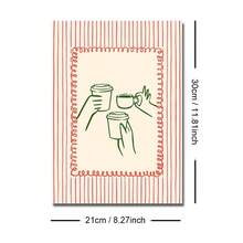 1pc Framed/Unframed Retro Coffee Club Red Striped Canvas Poster Abstract Line Drawing Cheers Coffee Cafe Bar Wall Art Print Minimalist Kitchen Aesthetic Decor Scroll Painting For Office,Coffee Lover,Apartment,Modern Home Decoration - A - View 14