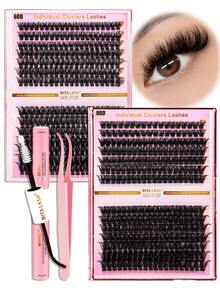 RITALASH RITA 1120PCS Multi-Color Natural Lash Clusters Kit Wispy Eyelash Clusters 9-16MM Soft Band Cluster Lashes Extensions Kit D-Curly Daily Exquisite Eyelashes Clusters With Bond And Seal Remover Brush And Tweezers - Black - View 12