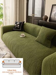 1pc Modern Solid Color Leaf Textured Sofa Cover, Anti-Slip & Durable, Pet Stain Resistant, Easy To Install, 5 Colors Available, Fits 1-4 Seater Sofa, Suitable For All Seasons, Living Room, Bedroom & Study, Machine Washable, Boost Home Happiness - Green - View 12