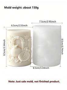 Classical Arch Relief Pomegranate Column Silicone Mold, Soft Silicone Material Easy To Demold, DIY Aromatherapy Candles, Plaster Ornaments, Fragrance Soaps, Resin Decor, Holiday Home Decor, Handmade Gift Making - Pomegranate Cylinder - View 7