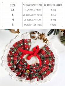 Christmas Pet Drool Scarf, Checkered Snowflake Dog And Cat Neck Scarf With Bell Bow, Adjustable Lace Pet Saliva Strap, Suitable For Holiday Party Costumes - Multicolor - View 3