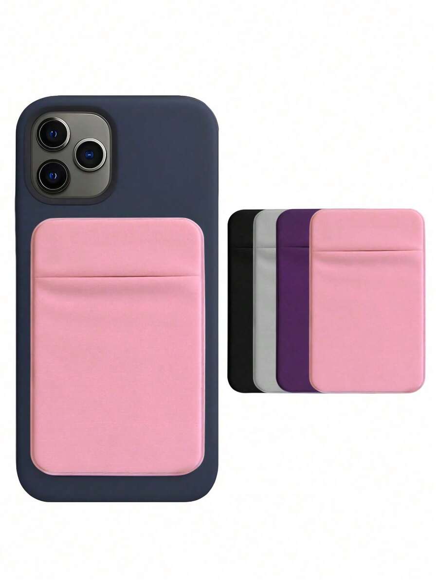1pc Fabric Adhesive Phone Card Holder, Suitable For ID Card/Metro Card/Bank Card - Multicolor - View 1