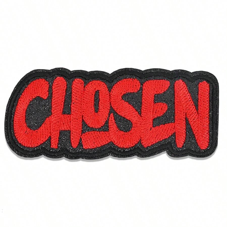 1pc Graffiti Style Faith Text "CHOSEN" Iron-On Patch, For Hats, Jackets, Backpacks - Holiday Decor & Commercial Promotion - Small Business Wholesale Decoration, Fabric Patch