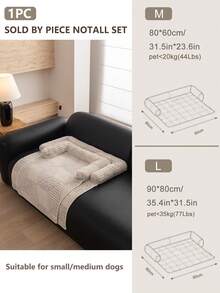1pc Striped Plush Sofa Protector Pad, Anti-Cat Scratch Anti-Pet Clawing, Non-Slip Washable, All-Season Universal, Warm Pet Bed Mat - Light Grey - View 9