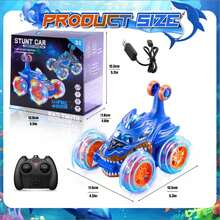 Shark Remote Control Stunt Car Toy For Kids - 360° Flip, 2.4GHz Remote Control, LED Lights & All-Terrain | Rechargeable RC Car Toy | Ideal New Year/Birthday Gift For Boys And Girls, Halloween & Christmas Gift - Multicolor - View 8