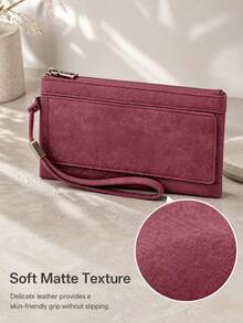CHARM INFINITE New RFID Anti-Theft Phone Wallet, Soft PU Fabric Dual Zipper Clutch, Front Flap Card Slot, Back Zipper Pocket, Multi-Function Multi-Card Slot Phone Bag Travel Wallet With Wrist Strap, Can Hold Phone, Credit Cards, Banknotes, Coins, Tickets, Photos, Etc., Multiple Colors Available - Multicolor - View 2