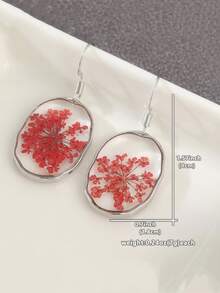 YOYO Exquisite Elegant Floral Oval Earrings, Creative Jewelry Gift For Women, Daily Casual Vacation Accessory - Silver - View 6