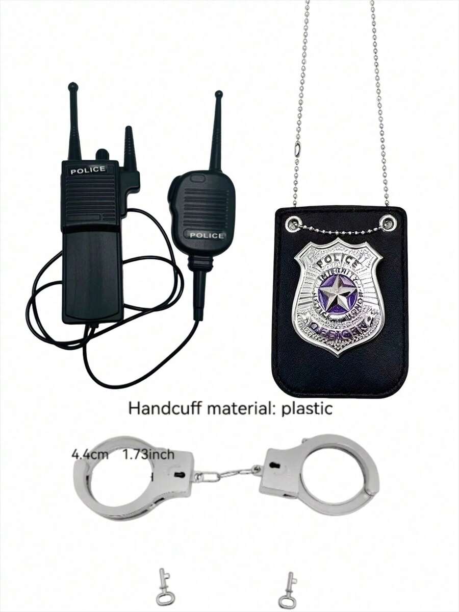 Alloy Detective Badge Role Play Set, Includes Uniform (Detective Badge, 4.5cm Inner Diameter Plastic Handcuffs, Costume Accessories), Halloween - Multicolor - View 1