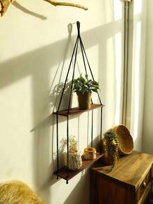 Bohemian Style Home Decor Storage Wall Shelf, Wall-Mounted Book & Aromatherapy Storage Rack, Dark Color Wall Organizer, Suitable For Home Decor Wall Storage - Multicolor - View 7