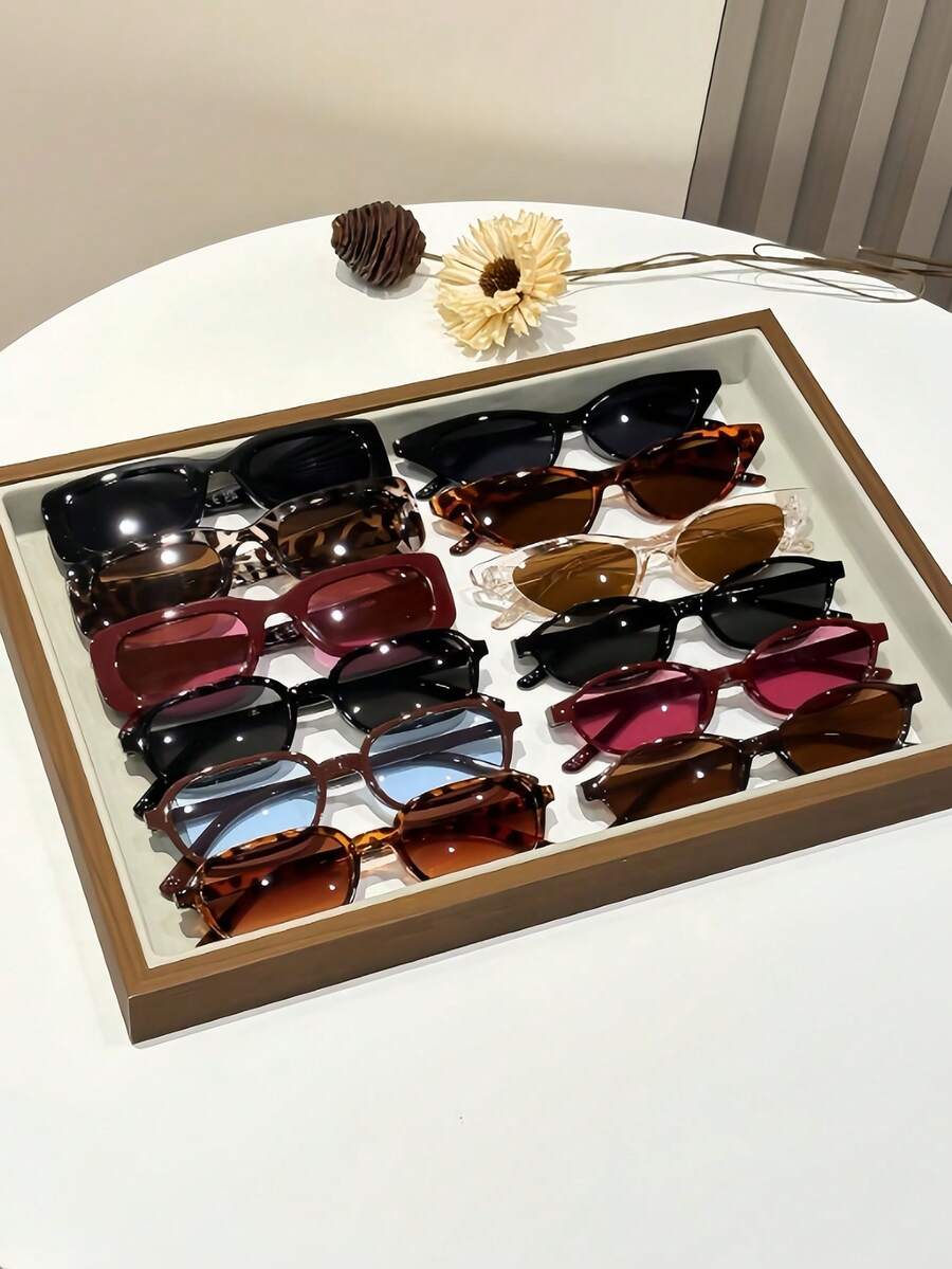12 Pairs Women's Leopard Print Multi-Color Plastic Geometric Small ...