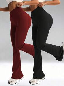 High-Waisted Flare Yoga Pants With Hidden Pockets, 4-Way Stretch, Suitable For Workouts And Everyday Wear Winter - Multicolor - View 1