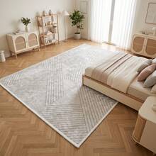 Washable Modern Minimalist Patterned Area Rug – Scandinavian Geometric Design, Contemporary Washable Carpet For Living Room, Bedroom & Home Decor - Black and White - View 3