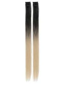 2Pcs 24 Inch Ombre Straight Clip In Hair Extensions, Colored Highlight Hair Pieces For Women, Multiple Gradient Colors - Multicolor - View 17